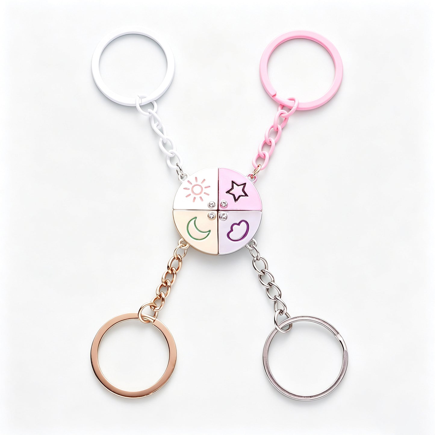 Celestial Trio — Star, Moon & Sun Keychain Set