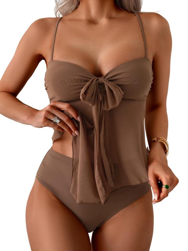 Mesh Bow One-Piece Swimsuit