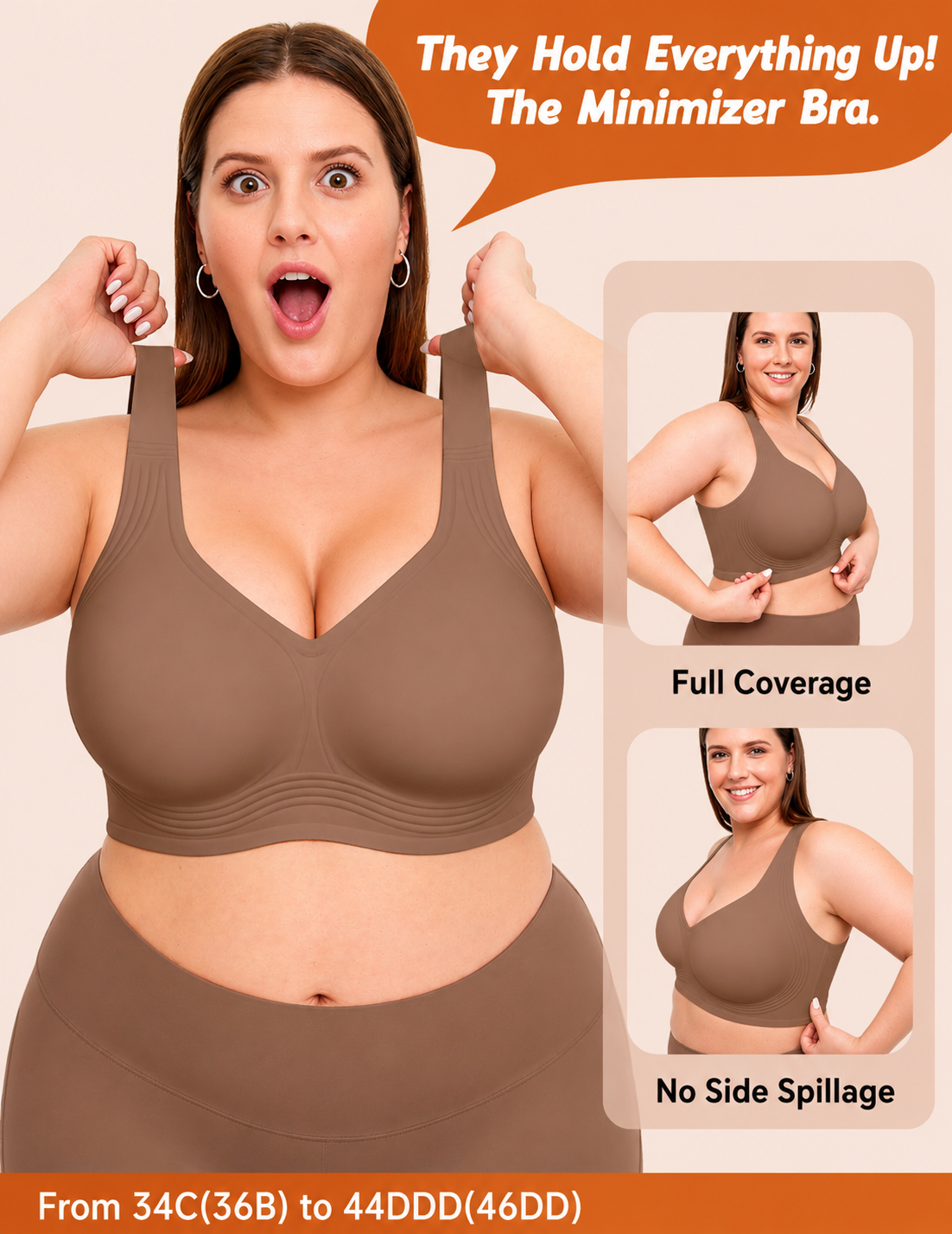 Classic T-Shirt Bra, Wireless Full Coverage for All Day Comfort