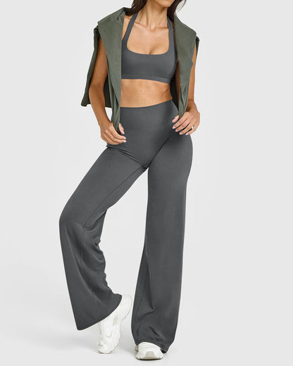 High Waist Stretch Casual Soft Straight Leg Bottoms