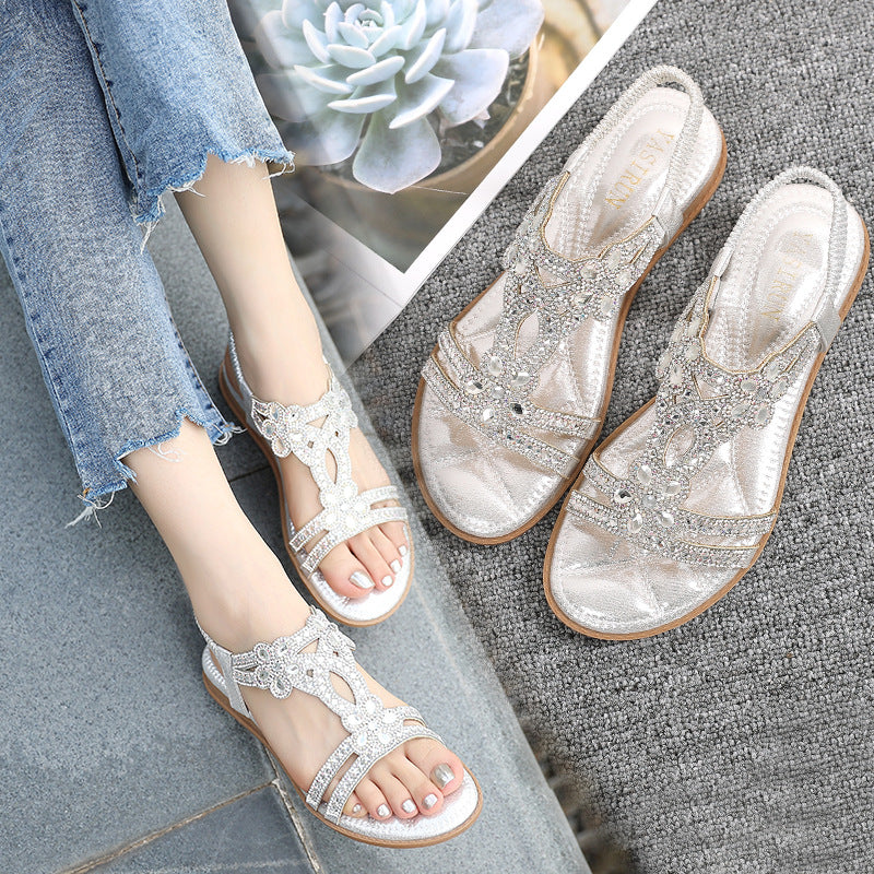 GemStride™ — Rhinestone Flat Sandals