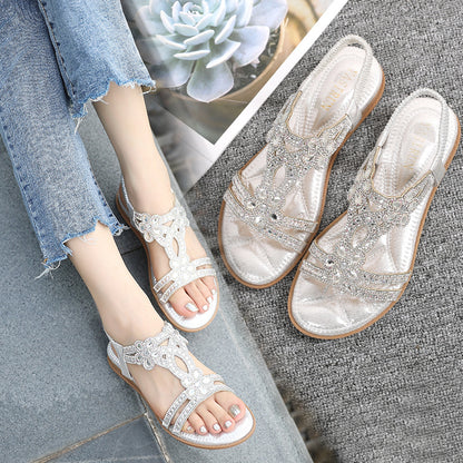 GemStride™ — Rhinestone Flat Sandals