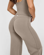High Waist Stretch Casual Soft Straight Leg Bottoms