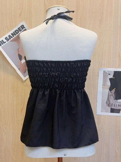 Vaya Butterfly Ruffle Halter Crop Top