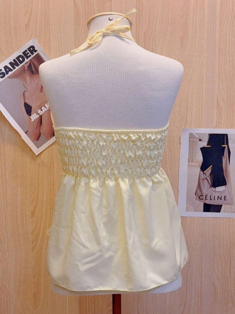Vaya Butterfly Ruffle Halter Crop Top