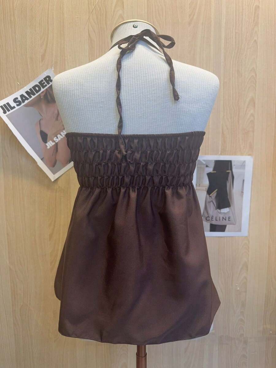 Vaya Butterfly Ruffle Halter Crop Top