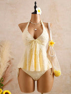 Lace Halter Bikini Set