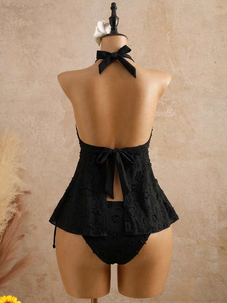 Lace Halter Bikini Set