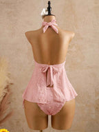 Lace Halter Bikini Set