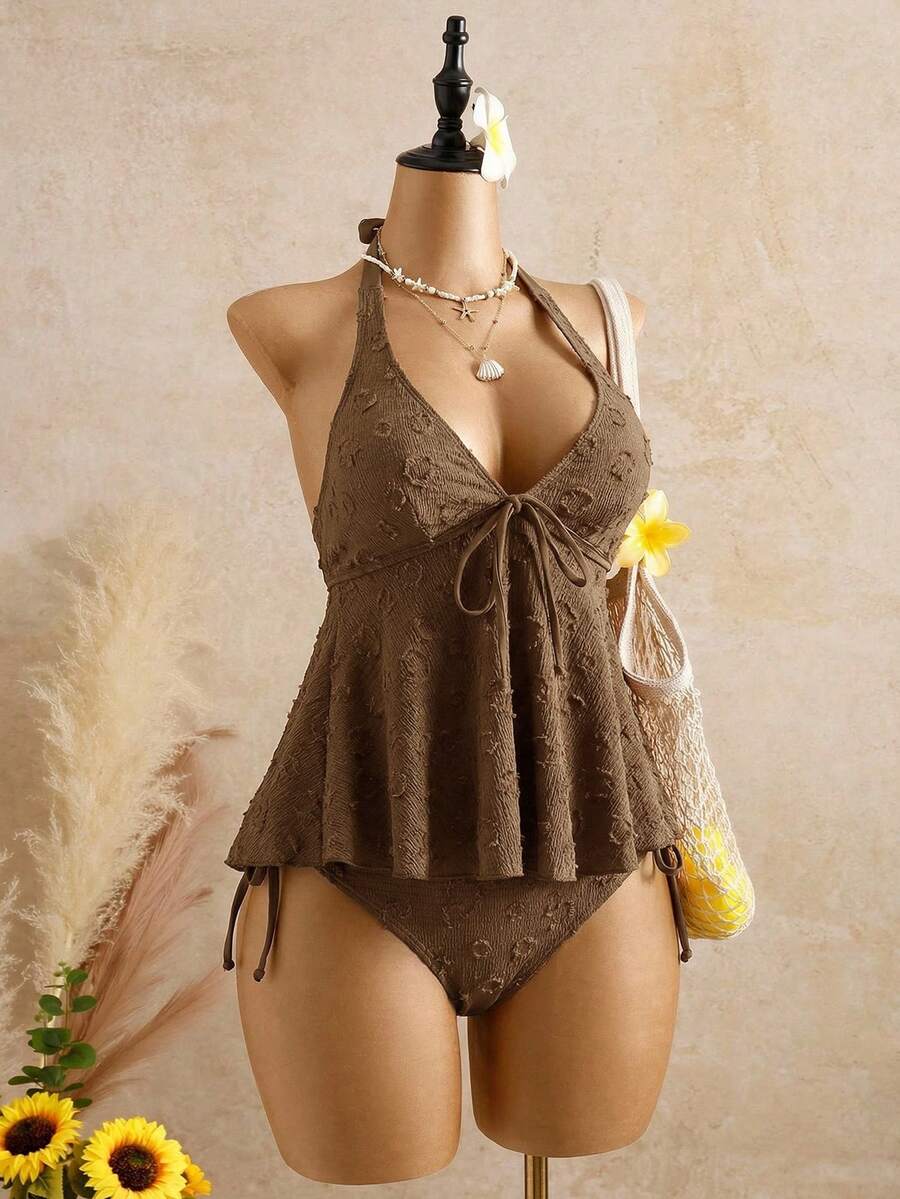Lace Halter Bikini Set