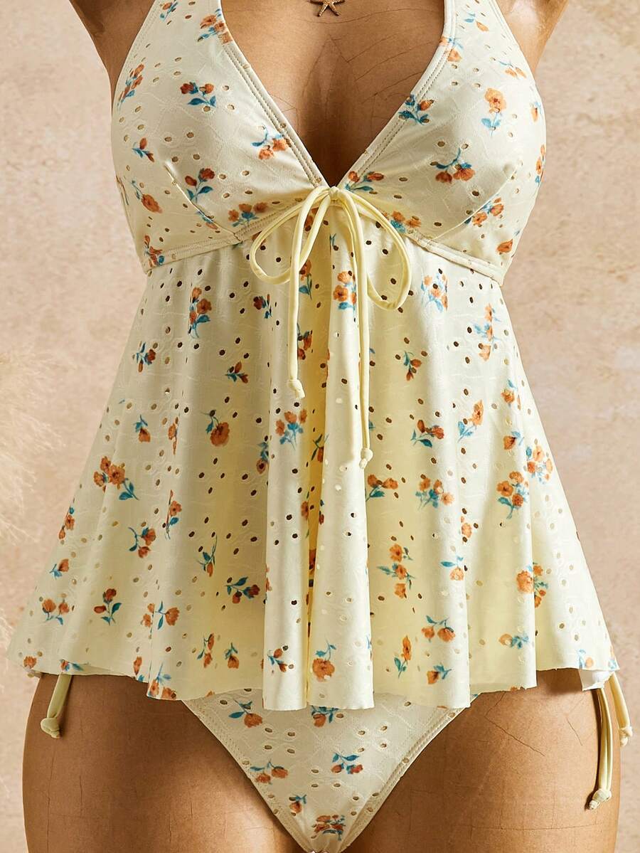 Lace Halter Bikini Set
