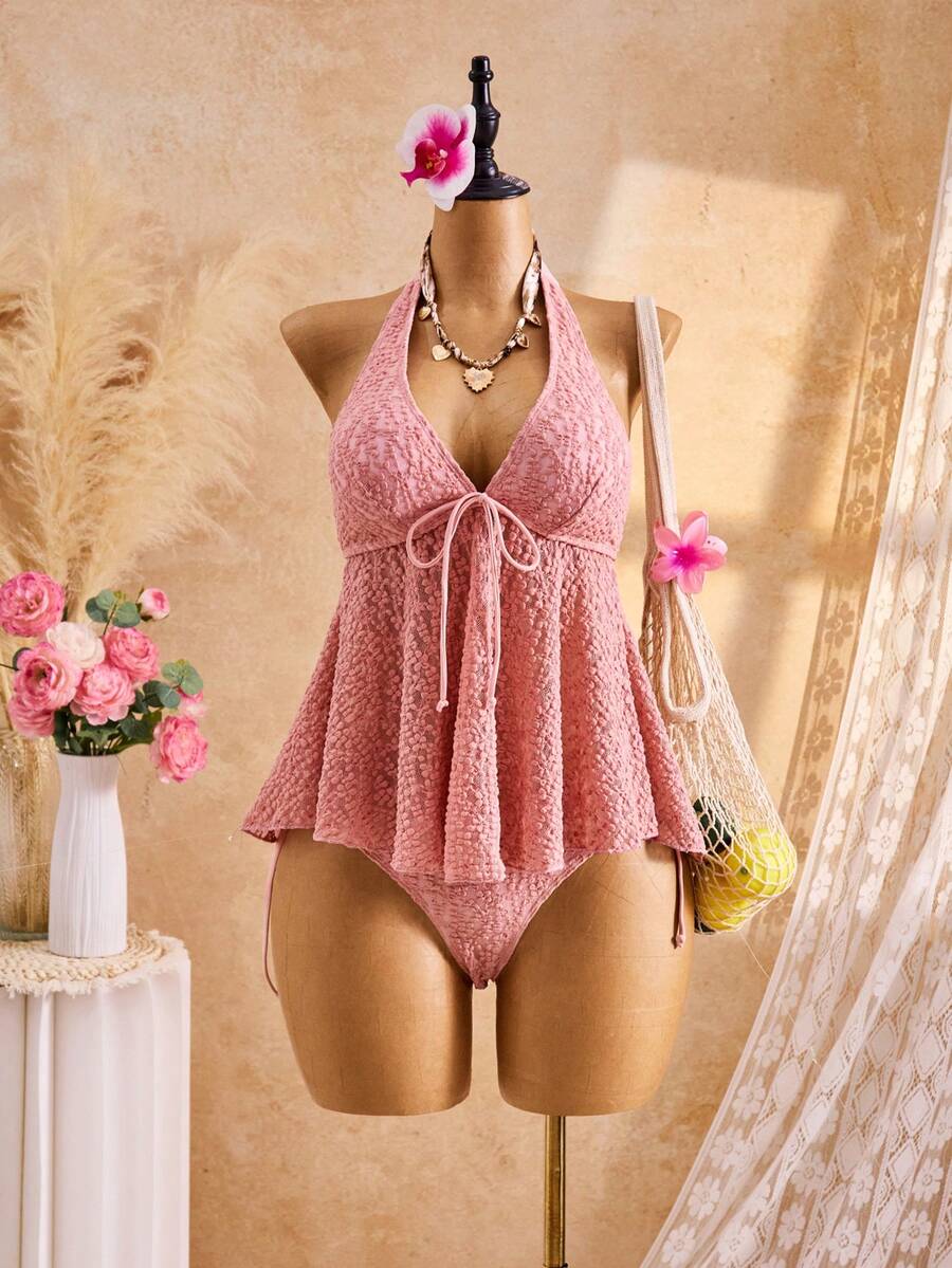 Lace Halter Bikini Set