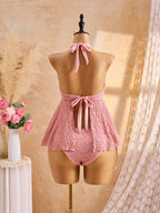 Lace Halter Bikini Set