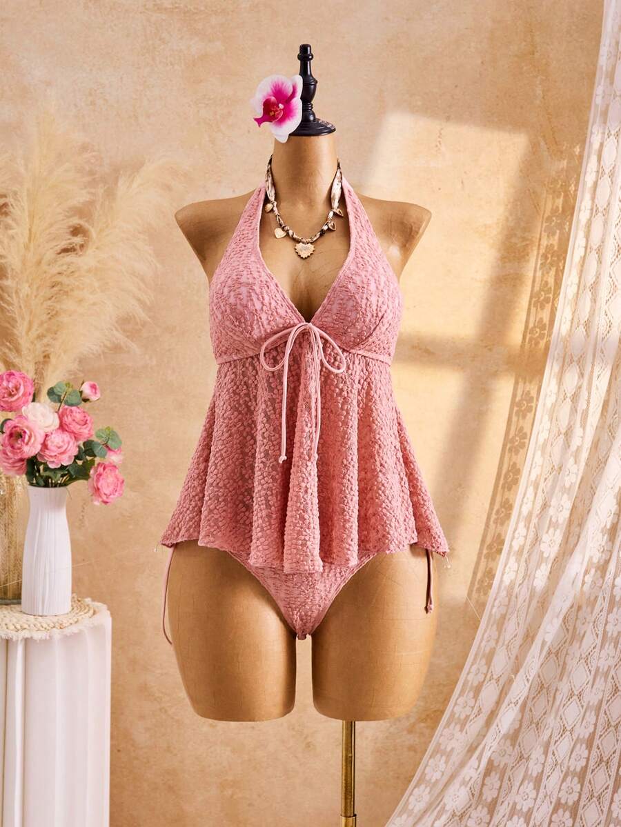 Lace Halter Bikini Set