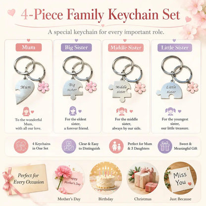 Mother Daughter Keychain for 4