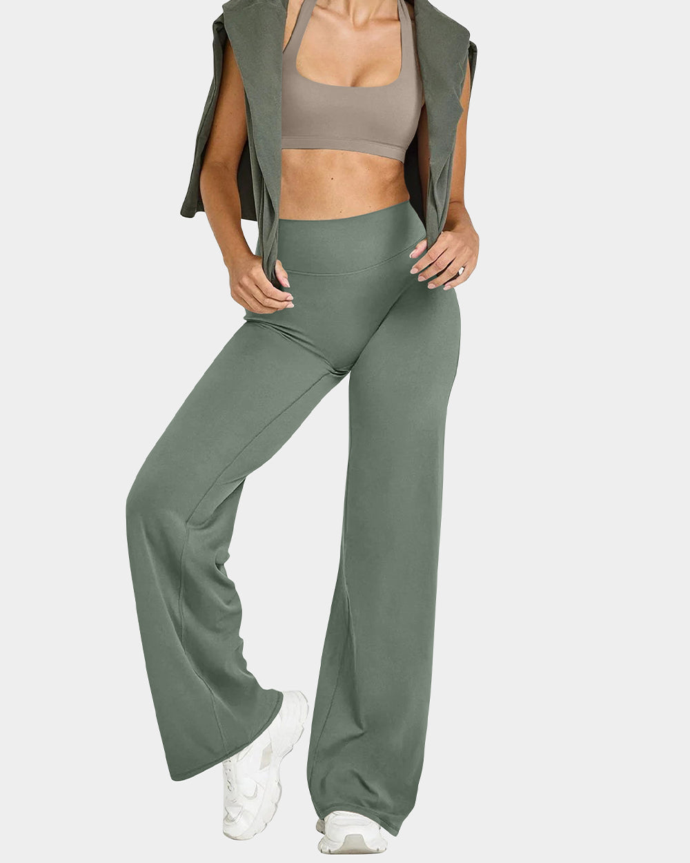 High Waist Stretch Casual Soft Straight Leg Bottoms
