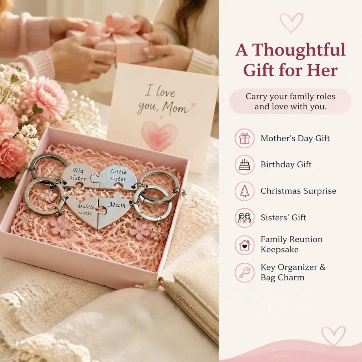 Mother Daughter Keychain for 4