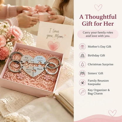 Mother Daughter Keychain for 4