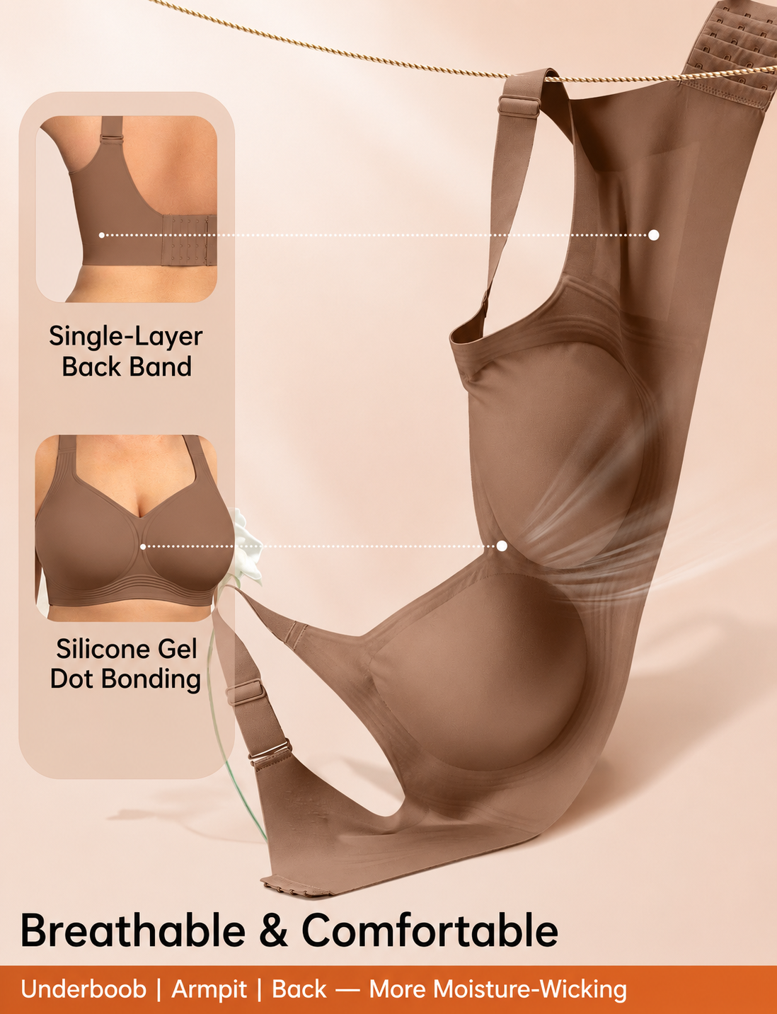Classic T-Shirt Bra, Wireless Full Coverage for All Day Comfort