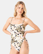 Tropical Bandeau Adjustable Side One Piece Swimsuit