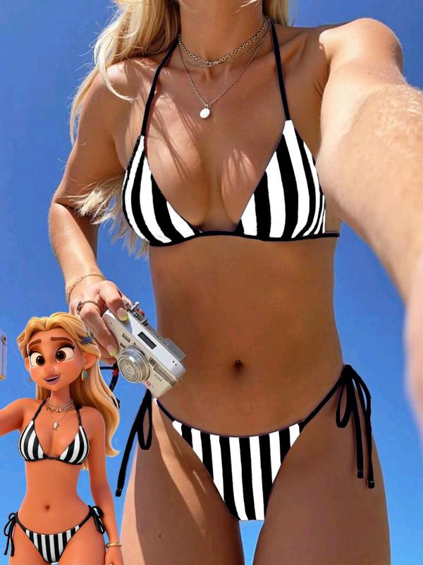 Stripe & Dot Triangle Bikini