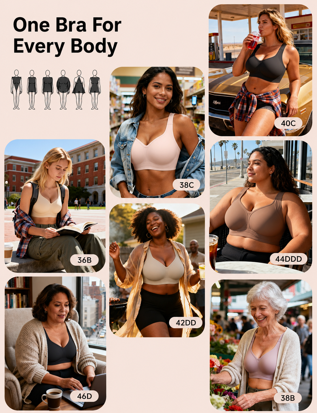 Classic T-Shirt Bra, Wireless Full Coverage for All Day Comfort