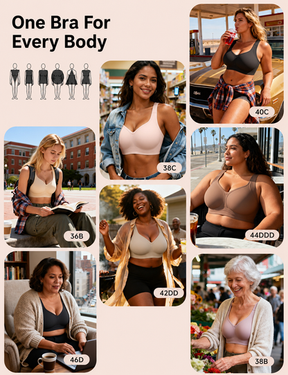 Classic T-Shirt Bra, Wireless Full Coverage for All Day Comfort