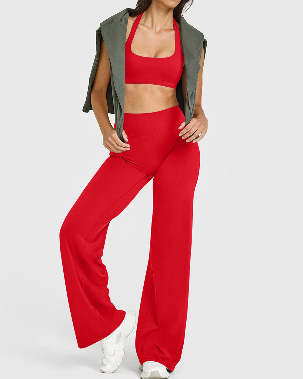 High Waist Stretch Casual Soft Straight Leg Bottoms