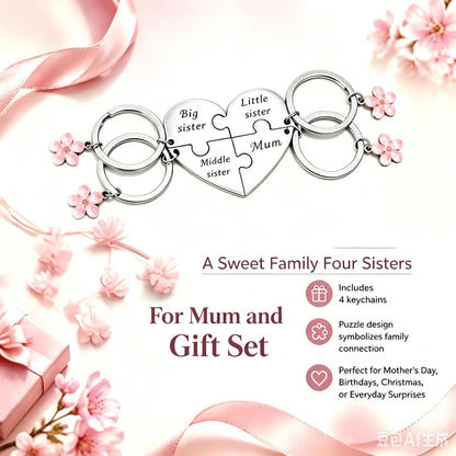 Mother Daughter Keychain for 4