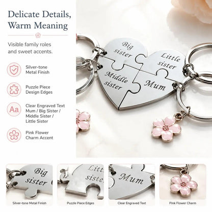 Mother Daughter Keychain for 4