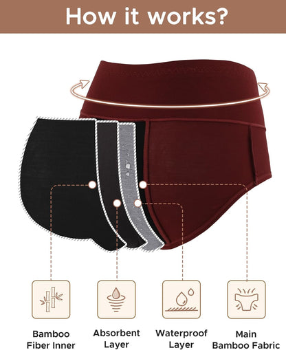 High Waist Bamboo Viscose Heavy Flow Period Underwear