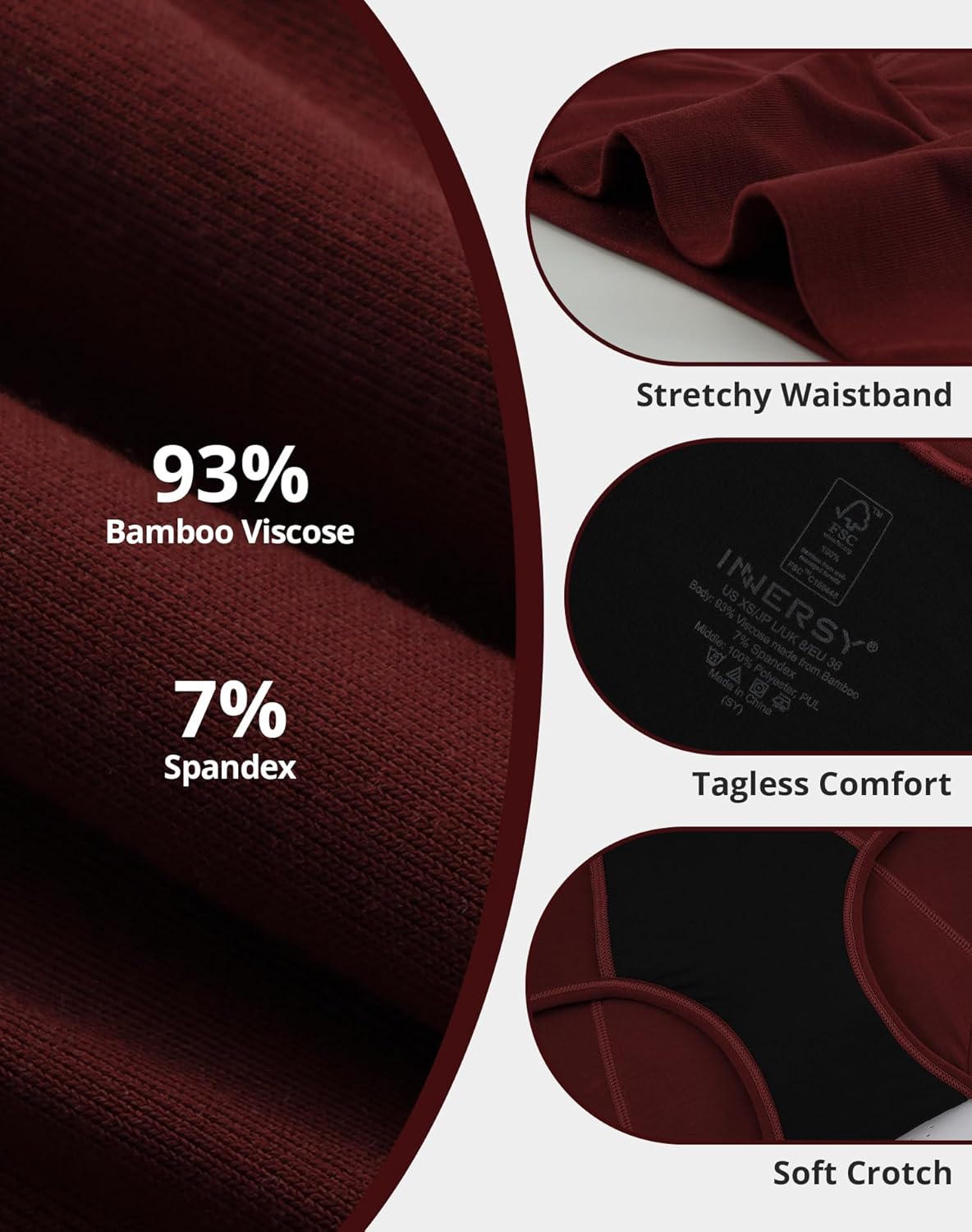 High Waist Bamboo Viscose Heavy Flow Period Underwear
