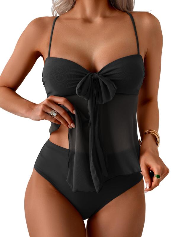 Mesh Bow One-Piece Swimsuit