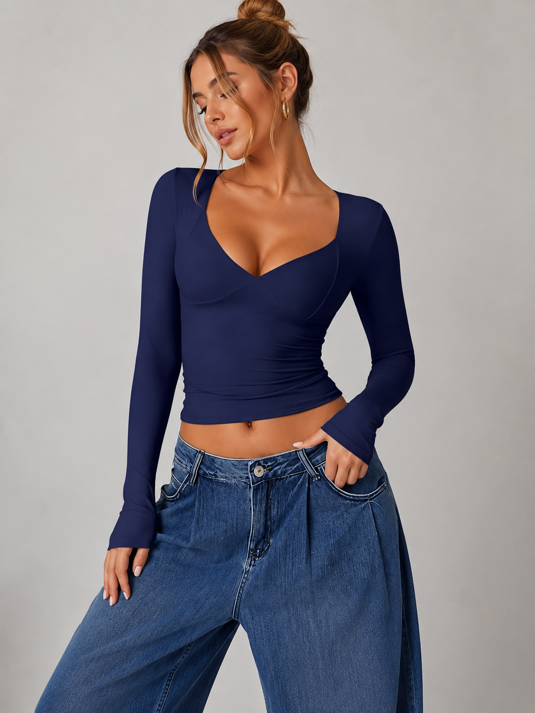 Vaya V-Neck Long Sleeve Top