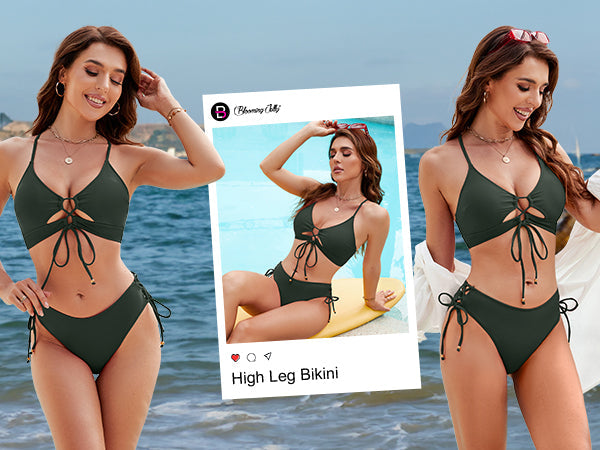 Blooming Jelly Curvy Cutout String Bathing Suit Womens Two Piece Bikini Set