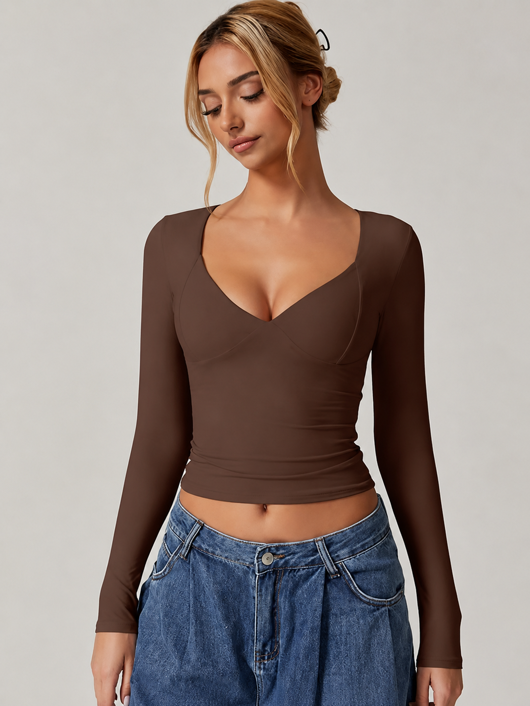 Vaya V-Neck Long Sleeve Top