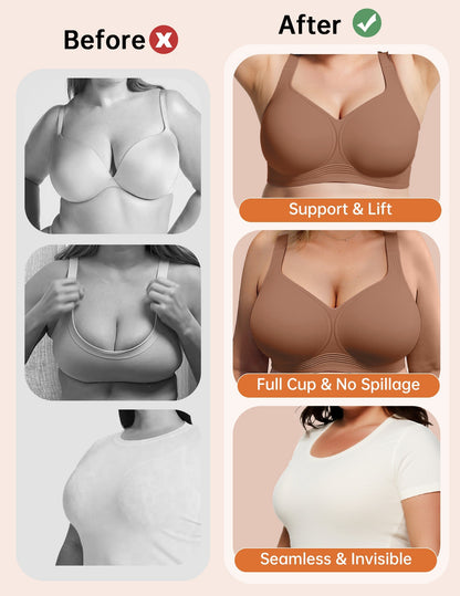Classic T-Shirt Bra, Wireless Full Coverage for All Day Comfort
