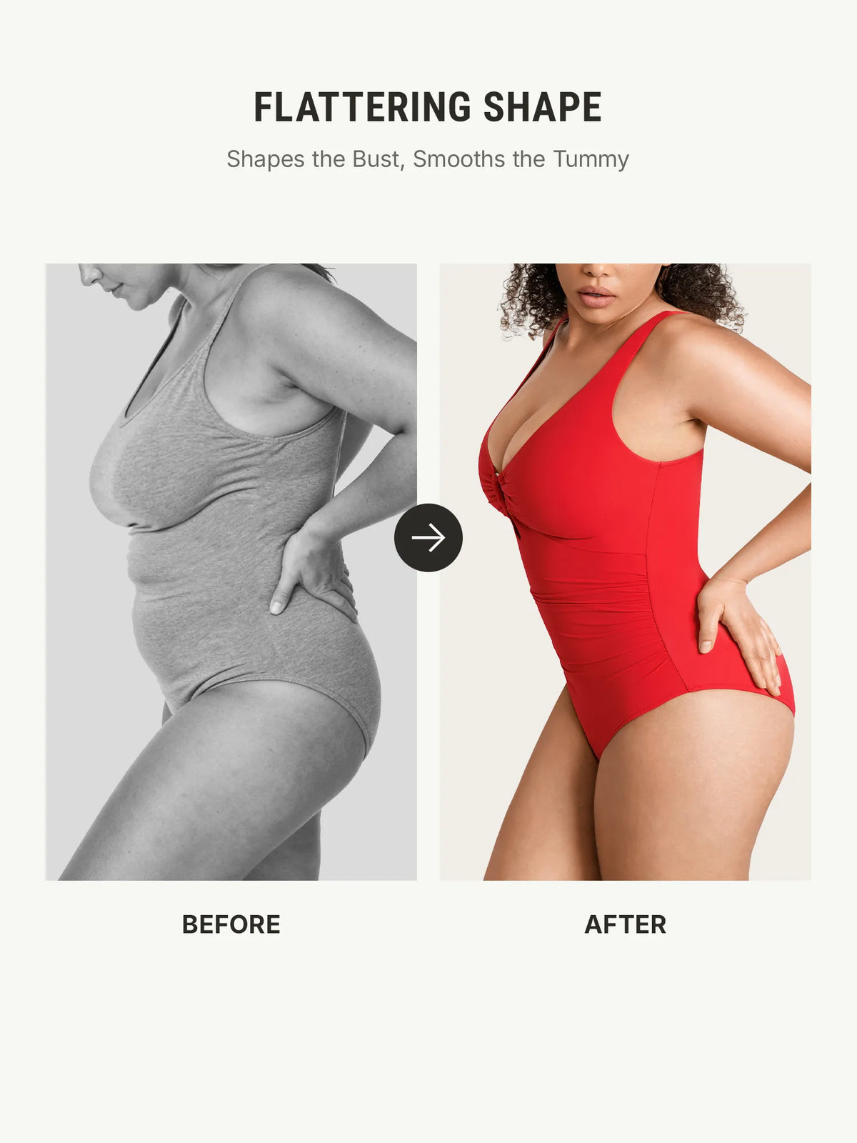 Feelingirl Deep V Metal Ring Ruched Sculpting Swimsuit