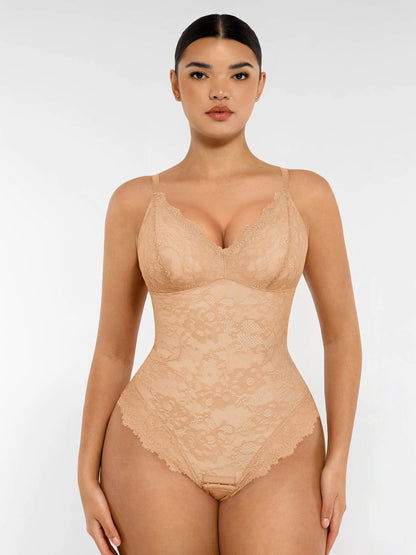 Lace V-Neck Breathable Bodysuit