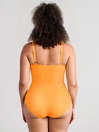 Feelingirl Deep V Metal Ring Ruched Sculpting Swimsuit