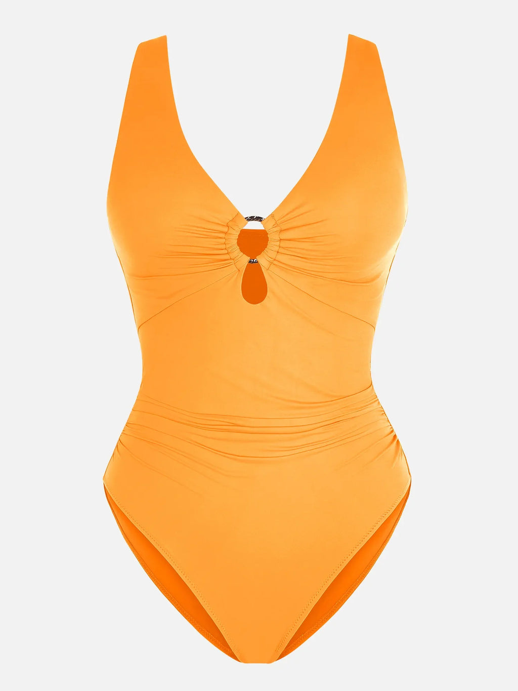 Feelingirl Deep V Metal Ring Ruched Sculpting Swimsuit