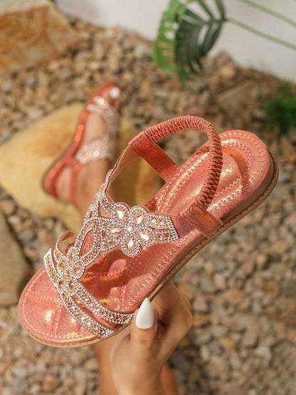 GemStride™ — Rhinestone Flat Sandals