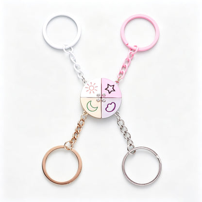 Celestial Trio — Star, Moon & Sun Keychain Set