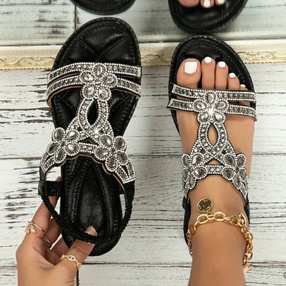 GemStride™ — Rhinestone Flat Sandals