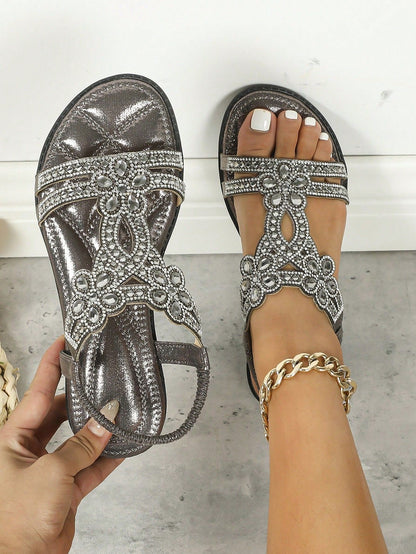 GemStride™ — Rhinestone Flat Sandals