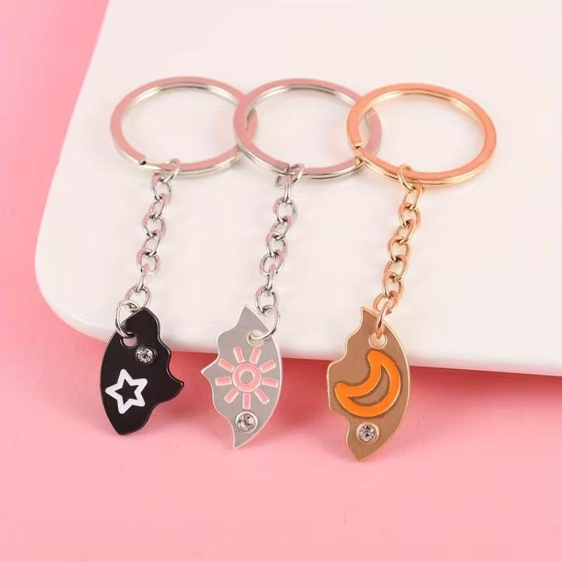 Celestial Trio — Star, Moon & Sun Keychain Set