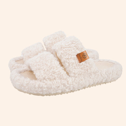 Fluffy Double-Strap Teddy Slippers