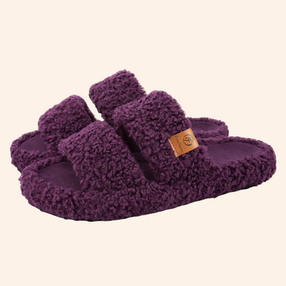 Fluffy Double-Strap Teddy Slippers