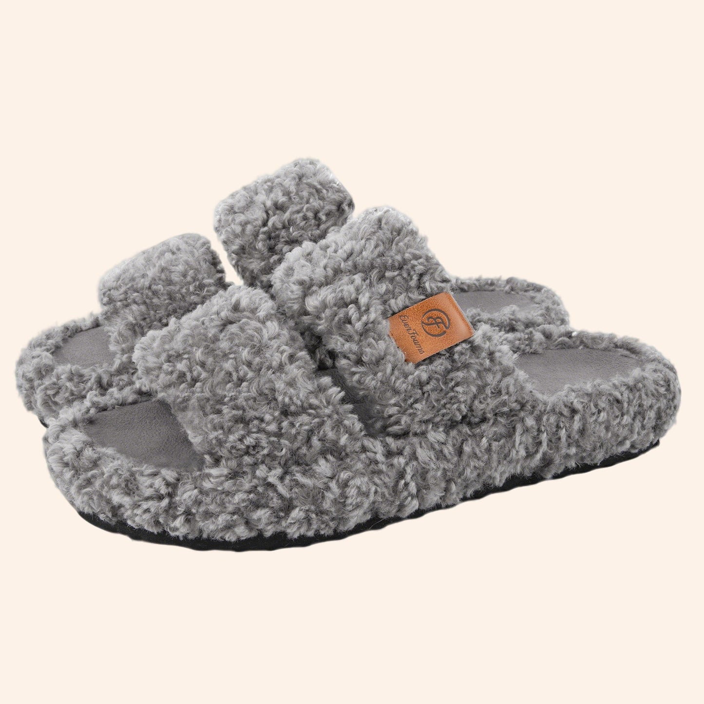 Fluffy Double-Strap Teddy Slippers