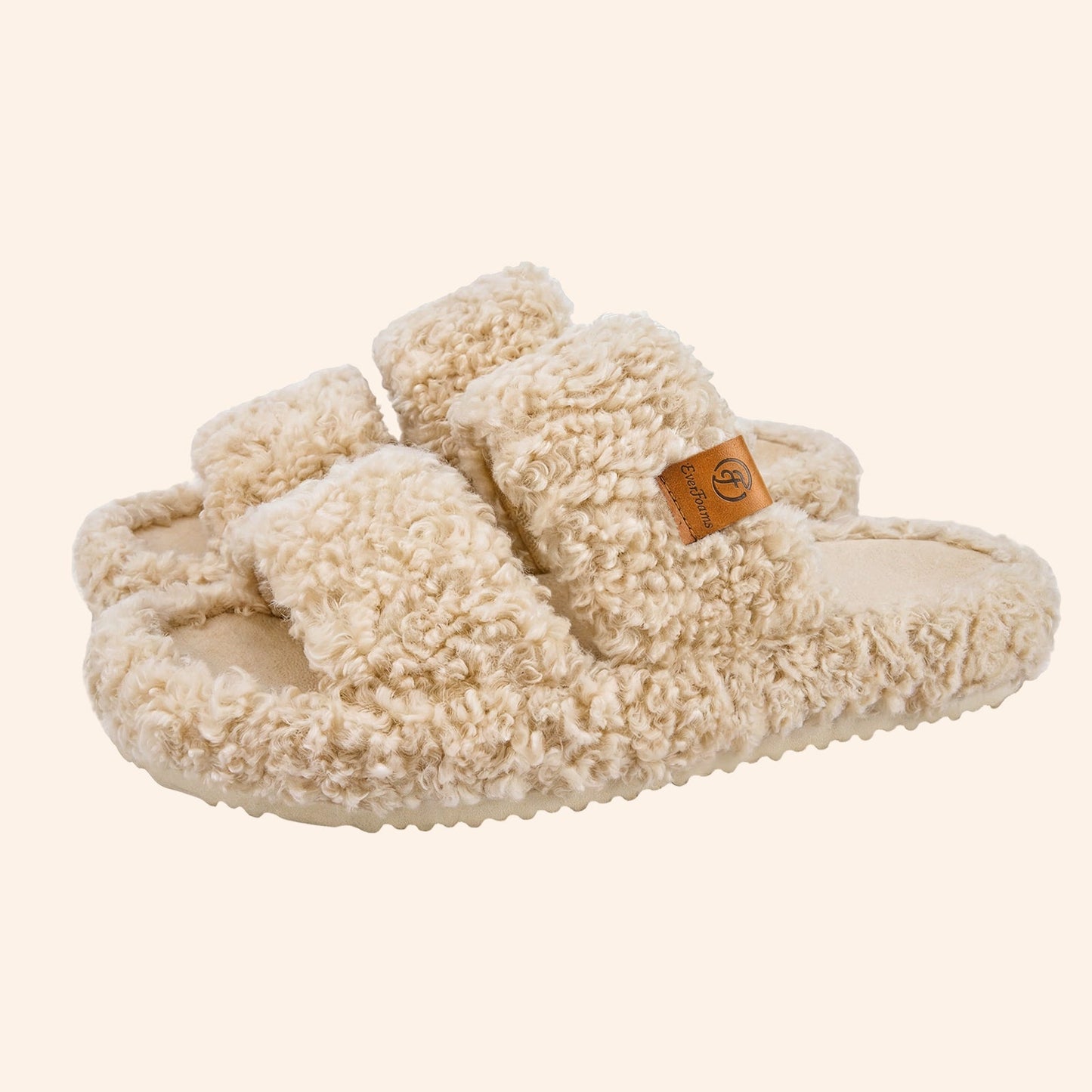 Fluffy Double-Strap Teddy Slippers